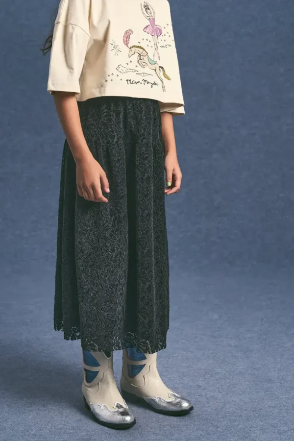 Maison Mangostan | CHENILLE LACE SKIRT BLACK | Mellow - Image 3